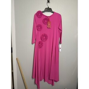 IC COLLECTION Asymmetrical Hem Dress- 6153D Pink $208 Valentines Easter Small